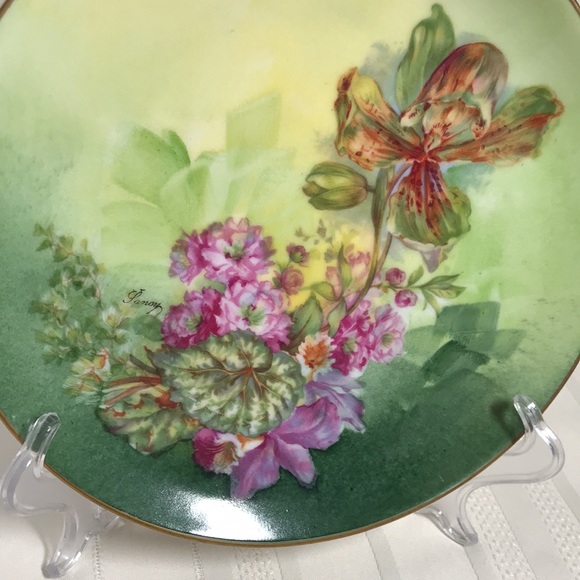 Antique LRL Limoges France plate Handpainted signed Lanoy marked - Picture 5 of 12